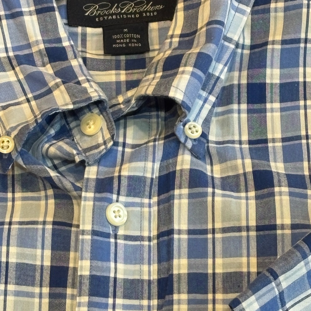 Brooks Brothers Blue and White Casual Button Down Shirt